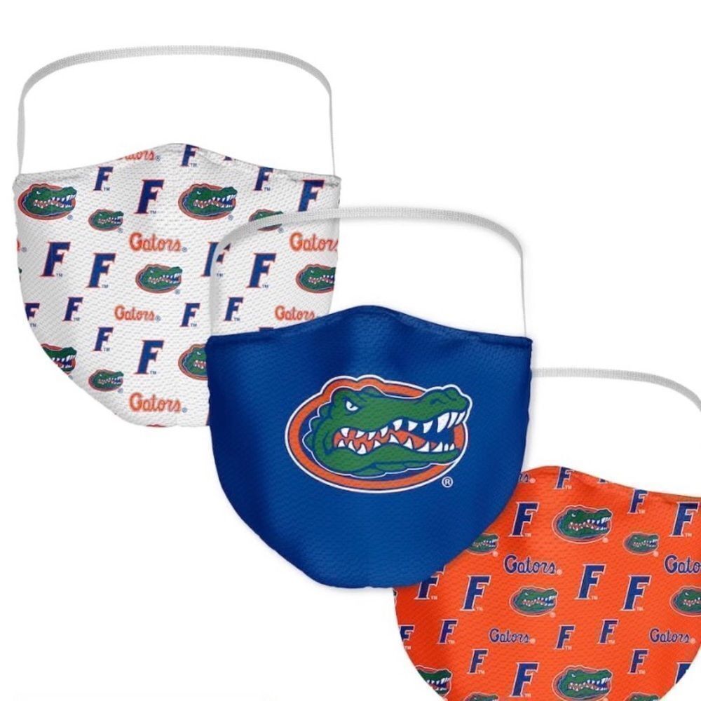 New in Package FLORIDA GATORS Face Covering Face Mask Masks Set of 3